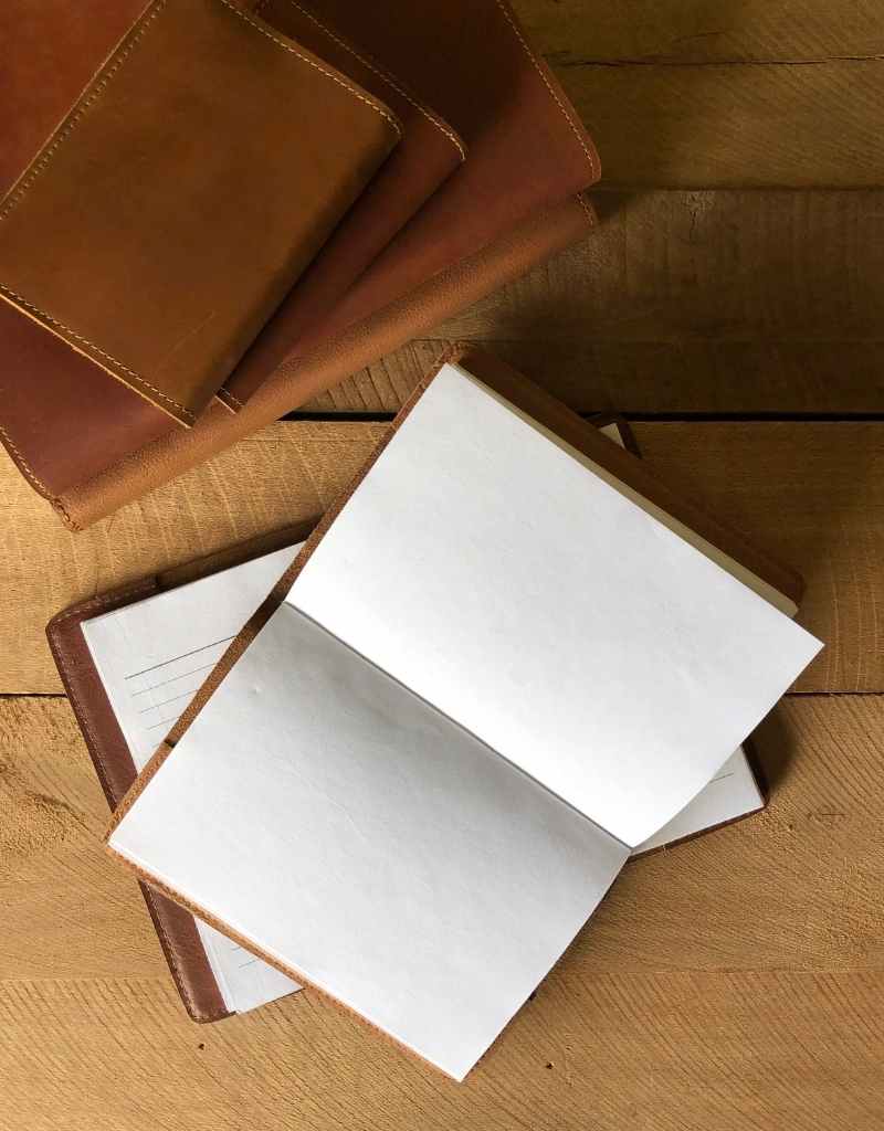 A5 refillable leather notebook with plain paper