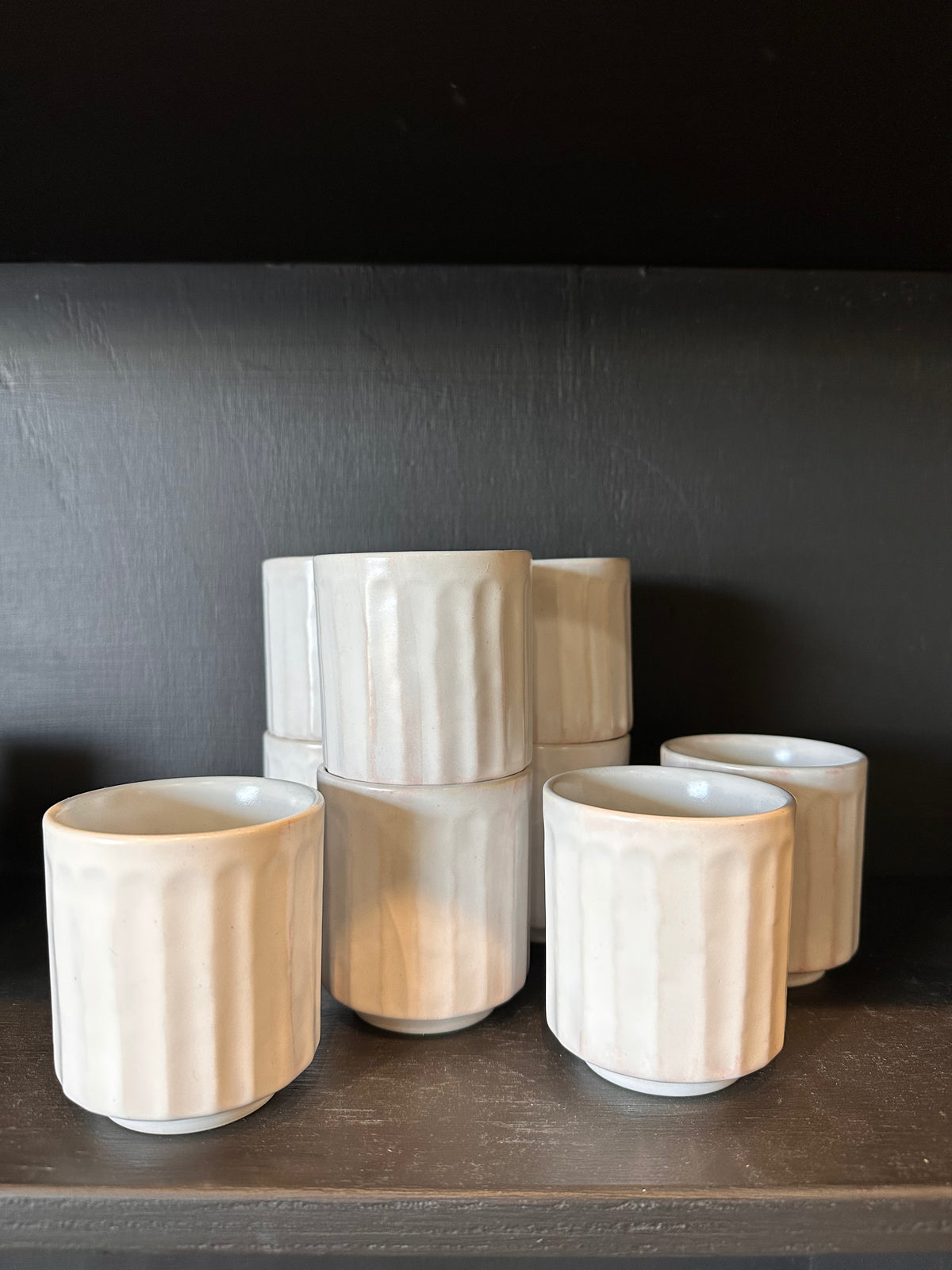 White Ribbed Cups