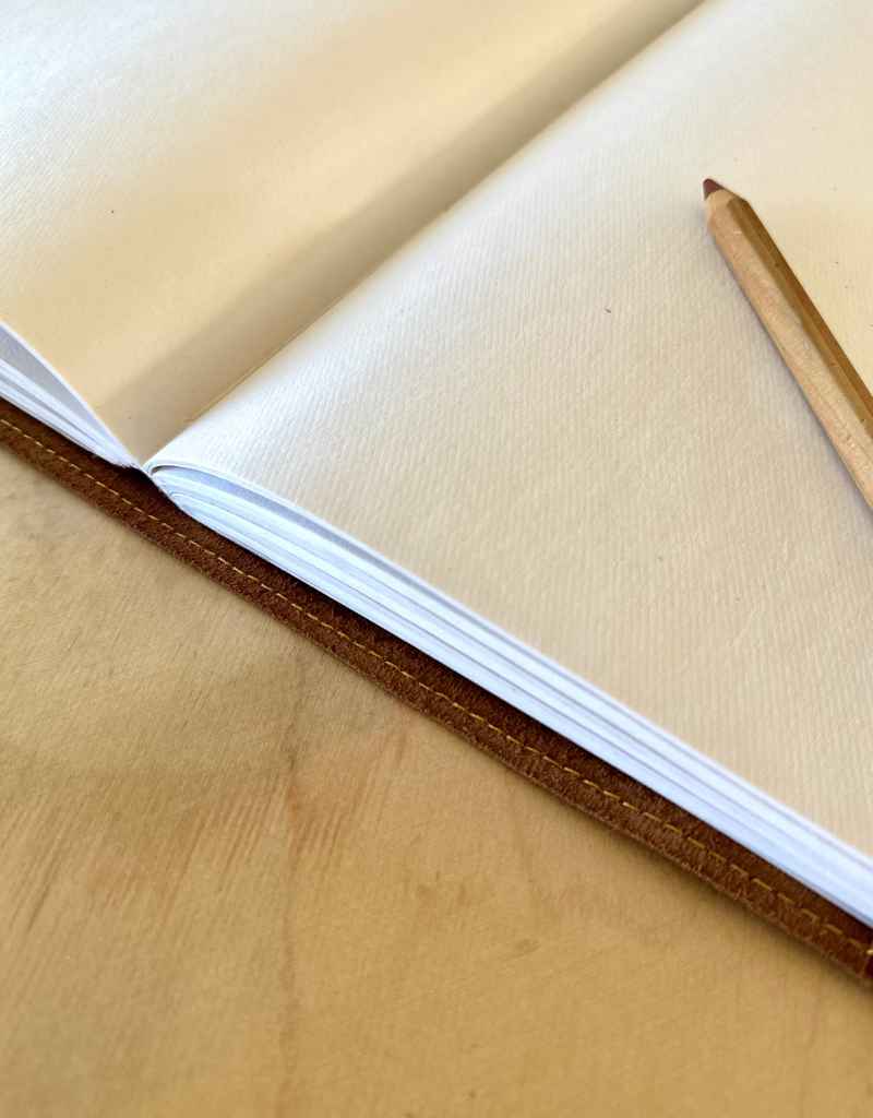 A4 Refillable Brown Leather Notebook With Plain Paper