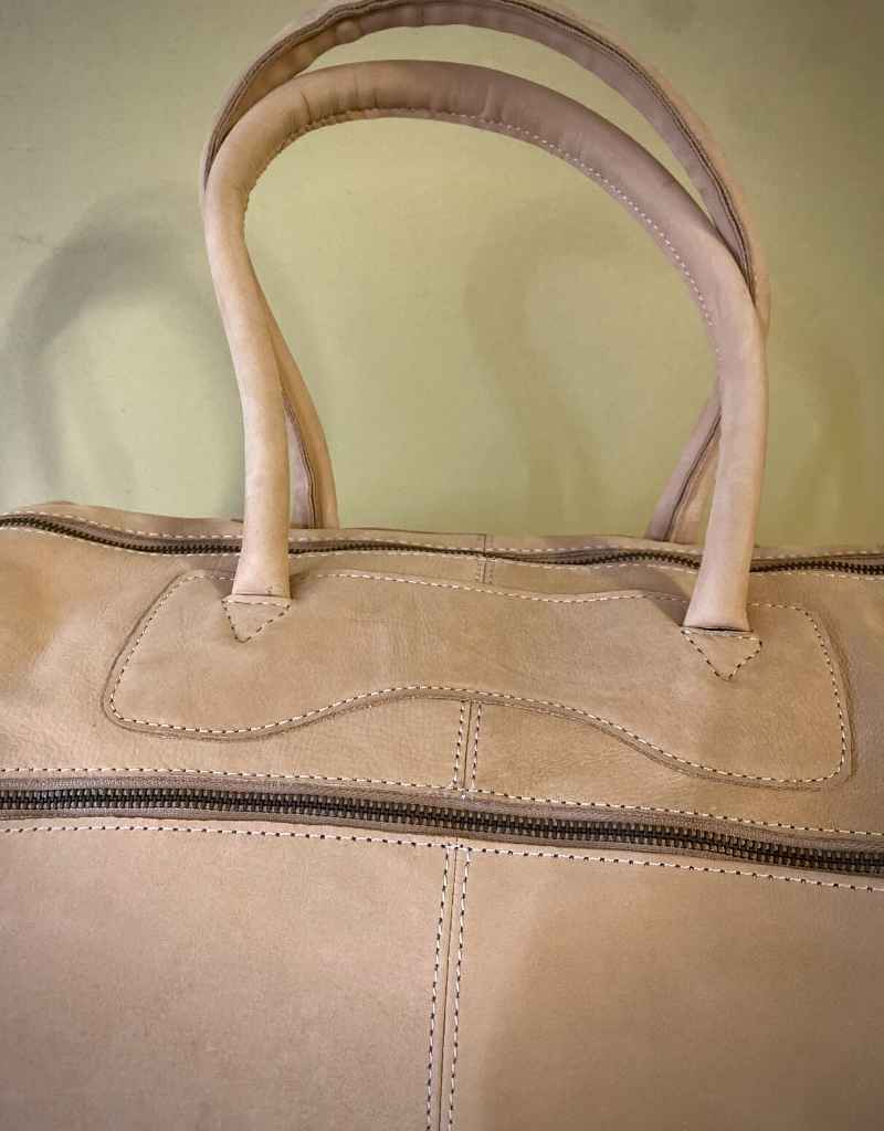 Leather Duffle Bag - Sand