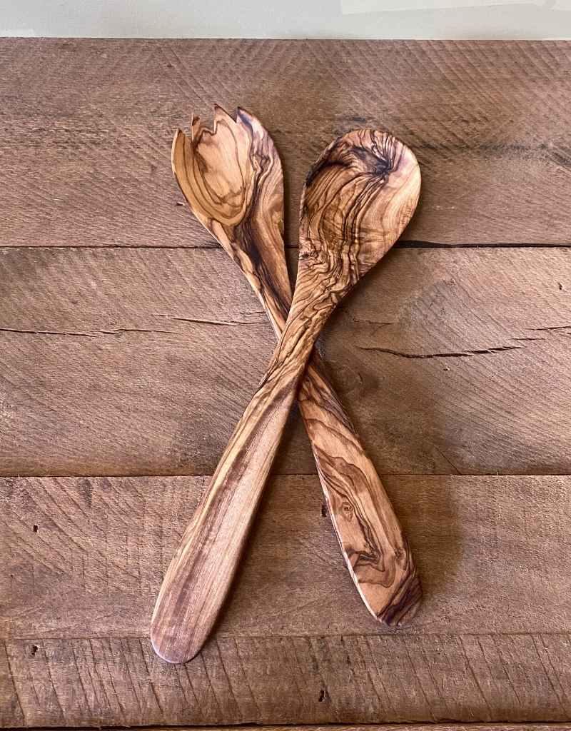 Olive wood salad servers