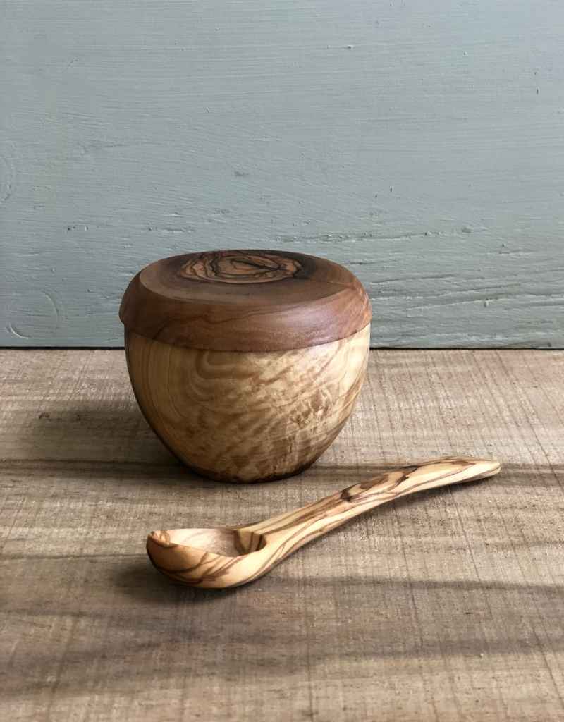 Olive wood sugar jar